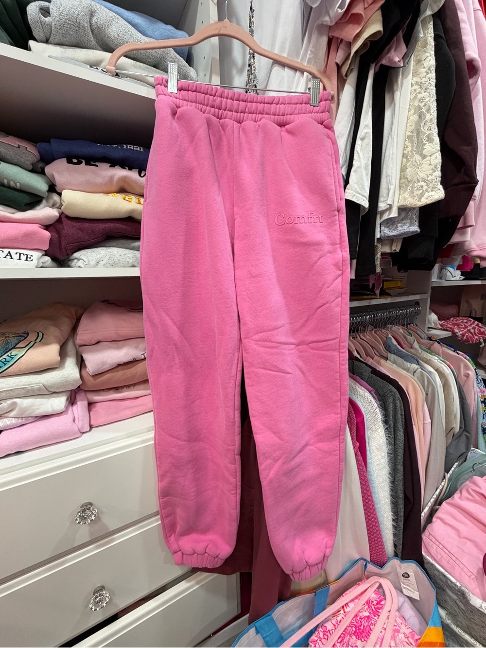 Comfort Pink wonens Fleece Jogger Sweatpants, XS